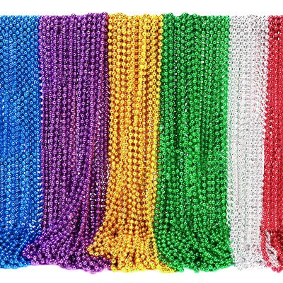 Garma 144 Pcs Mardi Gras Beads Bulk, 33 Inch 7mm Assorted Colors Carnival Beaded Necklaces For Mardi Gras Festivals, Mardi Gras Parades, Night Club Dress-up Events Party Costume