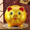 9" Gold Pig Lucky Porcelain Fortune Pig Money Box Piggy Bank view 2