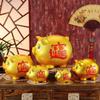 9" Gold Pig Lucky Porcelain Fortune Pig Money Box Piggy Bank view 3