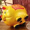 9" Gold Pig Lucky Porcelain Fortune Pig Money Box Piggy Bank view 4