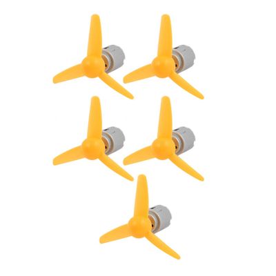 Aexit 5 Pcs Electrical equipment DC 3.0V 0.13A 17200RPM Motor 80mm 3-Vanes Pointed Propeller Yellow