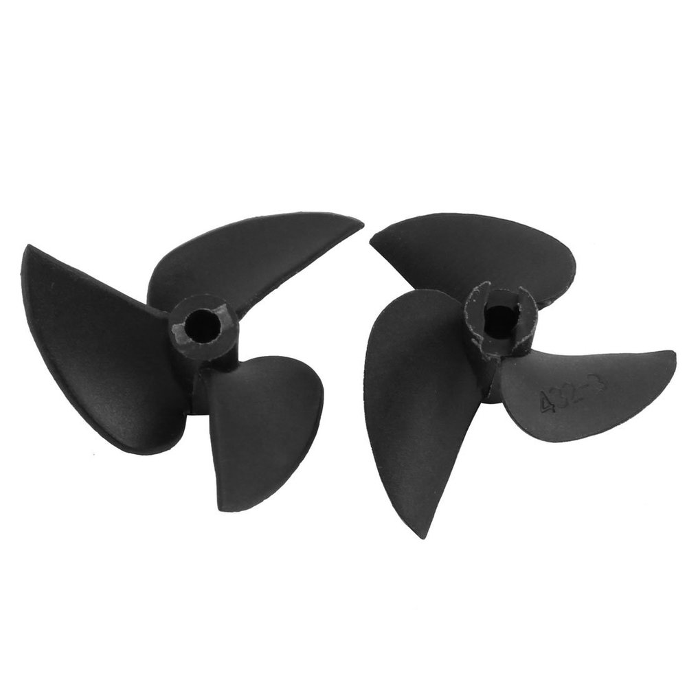 Aexit 2Pcs 28mmx12mm Electrical equipment Plastic 3-Vane Rotating RC Boat Positive-Propeller 2.8mm Hole Black