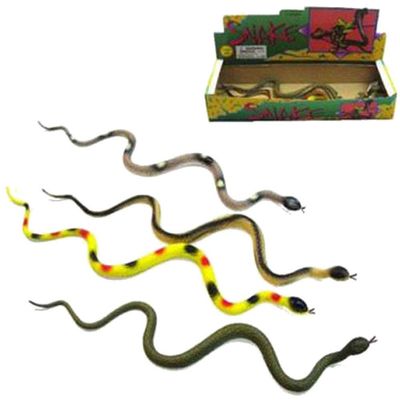 2 ASSORTED REALISTIC LARGE 24 INCH TOY FAKE RUBBER TRICK SNAKE