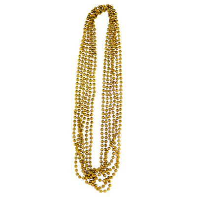 PMU 6 Pcs Gold Metallic Beads Necklaces for Mardi Gras, Christmas, New Year's Day, Carnival Party Favors