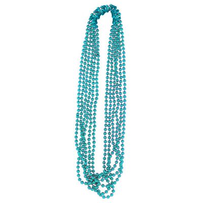 PMU 12 Pcs Aqua Metallic Beads Necklaces for Mardi Gras, Christmas, New Year's Day, Carnival Party Favors
