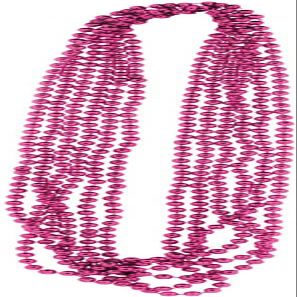 PMU 6 Pcs Magenta Metallic Beads Necklaces for Mardi Gras, Christmas, New Year's Day, Carnival Party Favors