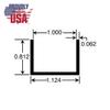 Outwater Brushed1'' Inside Dimension Aluminum U-Channel 46'' Length (Pack of 3) Alu448-Bs C-Channel view 2