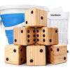 ropoda 3.5" Giant Wooden Yard Dice Set for Outdoor Fun, Barbeque, Party Events, Backyard Games, Lawn Games Includes 6 Dice, Collapsible Bucket, Score Cards & Dry Erase Marker view 1