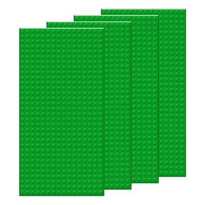 EKIND 4 PCS Classic 5" x 10" Building Baseplates, Compatible with Major Brands Toy Bricks, Encourage Logic & Creativity Through Play, Ideal STEM Activities for Children (Green)