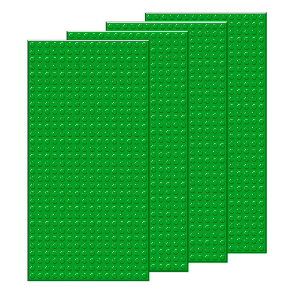 EKIND 4 PCS Classic 5" x 10" Building Baseplates, Compatible with Major Brands Toy Bricks, Encourage Logic & Creativity Through Play, Ideal STEM Activities for Children (Green)