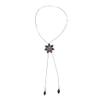 Myhouse Creative Flower Shape Styling Crystal Long Adjustable Alloy Necklace Sweater Chain view 1