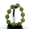 0.7" Bangle Bracelet China Certified Nature Hetian Nephrite Jade Round Bead Bangle Braclet 6689 view 1
