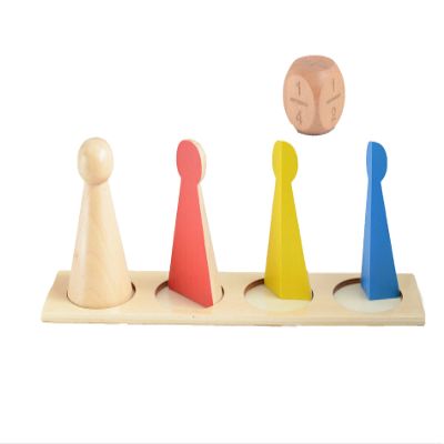 Fraction game | Montessori Fraction skittles with wooden dice, pictures and symbol cards