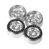 4 Pcs 1.9 Inch Beadlock Aluminum Crawler Wheels Rims Fit for 1/10 Axial SCX10 D90 Racing Car, Silver + Black view 3
