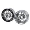 4 Pcs 1.9 Inch Beadlock Aluminum Crawler Wheels Rims Fit for 1/10 Axial SCX10 D90 Racing Car, Silver + Black view 4