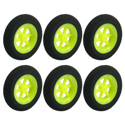 Aexit 6pcs RC Electrical equipment Airplane Plastic Hub Super Light Sponge Wheel 30mmx7mm Black Lime