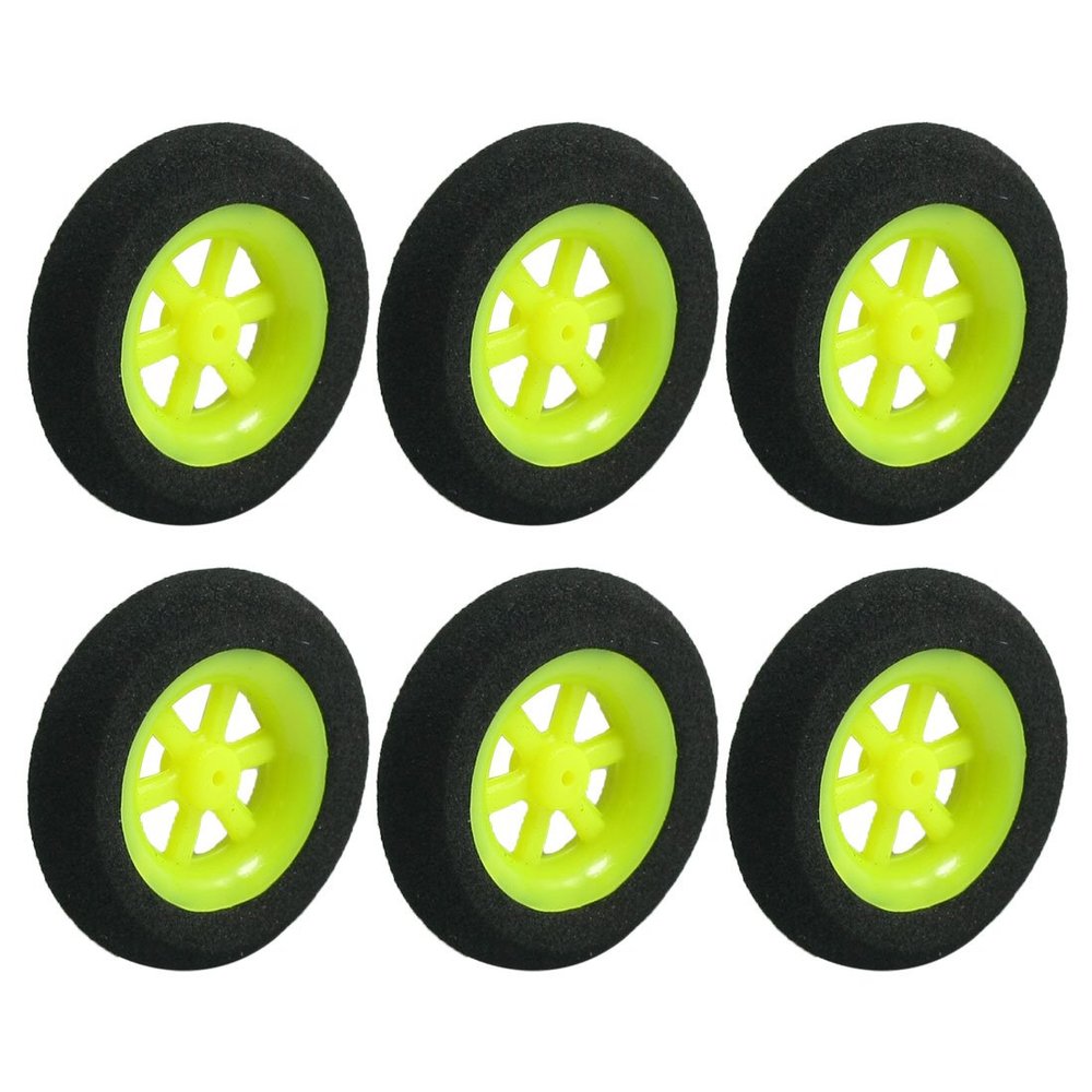 Aexit 6pcs RC Electrical equipment Airplane Plastic Hub Super Light Sponge Wheel 30mmx7mm Black Lime