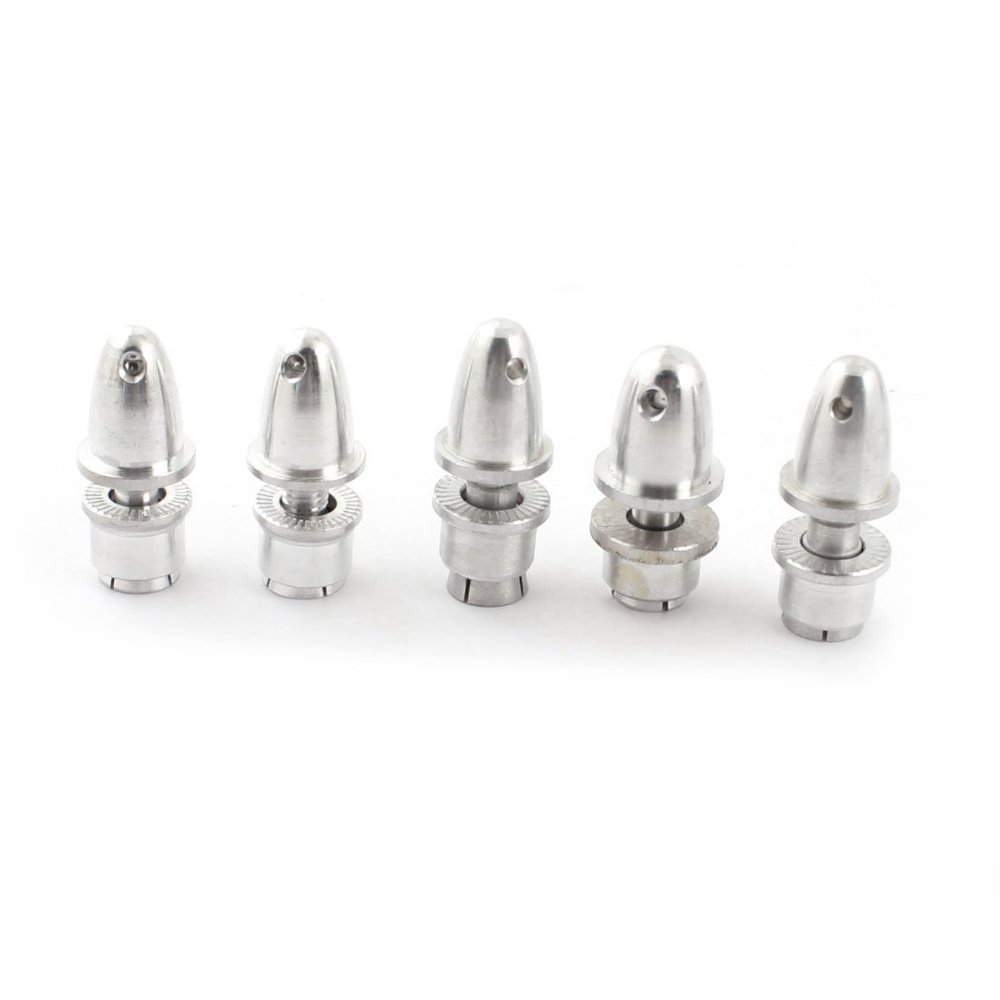 Aexit 5 Pcs Electrical equipment 1/8" Dia Silver Tone Aluminium Alloy Propeller Adapter Holder for RC Plane Brushless Motor