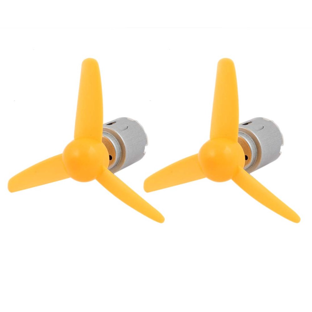 Aexit 2 Pcs Electrical equipment DC 3.0V 0.13A 9000RPM High Torque Motor 80mm 3-Vanes Pointed Prop Yellow