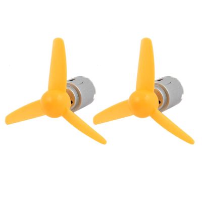 Aexit 2 Pcs Electrical equipment DC 3.0V 0.13A 11500RPM Motor 80mm 3-Vanes Pointed Propeller Yellow