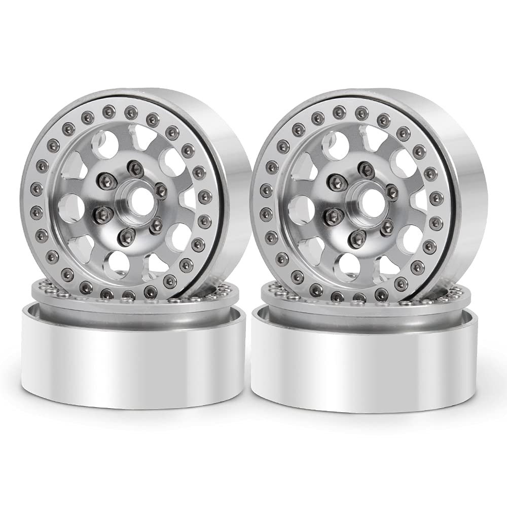 4Pcs RC 1.9" Beadlock Alum Wheel Rims for 1/10 Scale SCX10 CC01 D90 90034 Crawler Truck Car