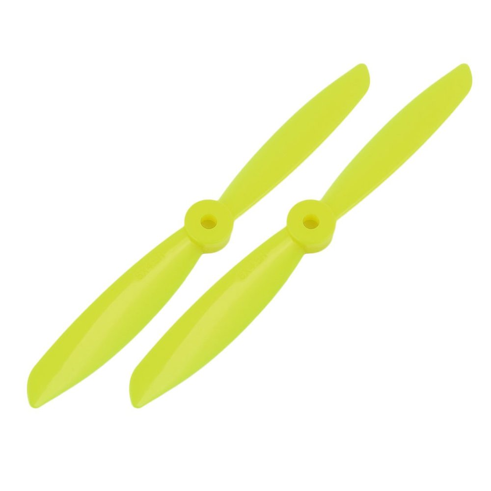 Aexit 2 Pcs Electrical equipment 6 x 4.5 Inches Yellow 2-Vanes CW RC Aircraft Propeller w Spacing Rings
