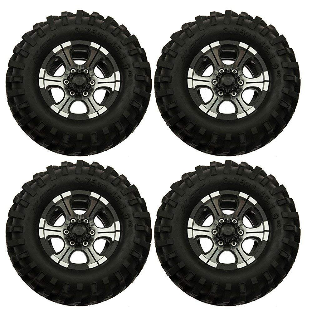 4Pcs 1.9" 108mm RC Rubber Tires with Beadlock Wheels Rims for 1/10 RC Crawlers Cars SCX10