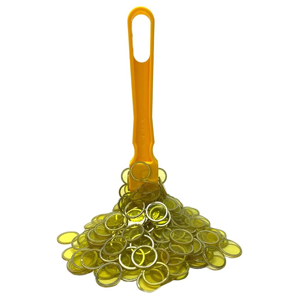 MR CHIPS Made in USA Upgraded Bingo Magnetic Wand & 100 Pieces Inch Yellow Plastic Chips with Metal Rings - Support American Jobs