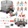 32Pcs Wrestling Toys for Kids, Wrestlers Playset with 12 Wrestling Action Figures, Wrestling Rings, Many Realistic Accessories, Toy Figures & Playset Gift for 2 3 4 5 6 Boys Girls, Cool Cake Toppers view 1