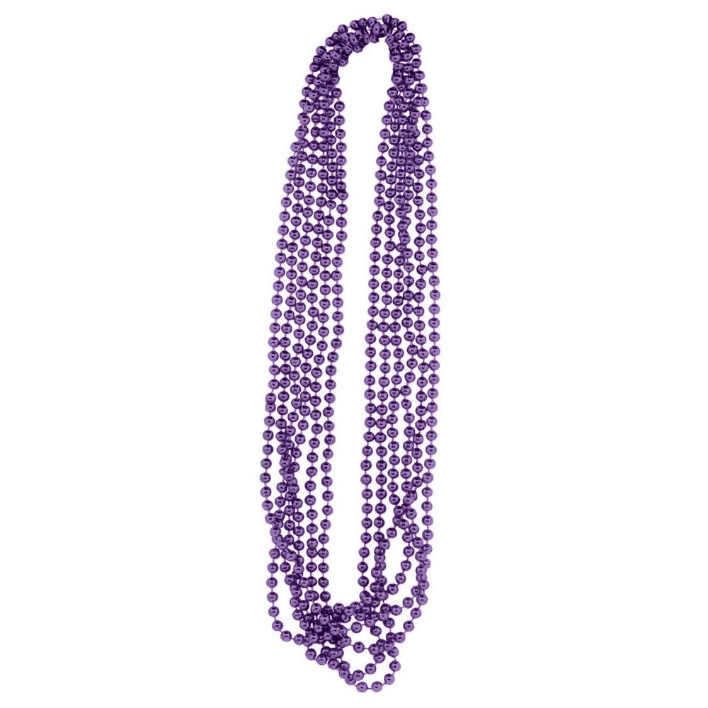 PMU 12 Pcs Purple Metallic Beads Necklaces for Mardi Gras, Christmas, New Year's Day, Carnival Party Favors