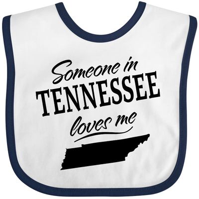 inktastic Someone in Tennessee Loves Me Baby Bib White and Navy 33aa7