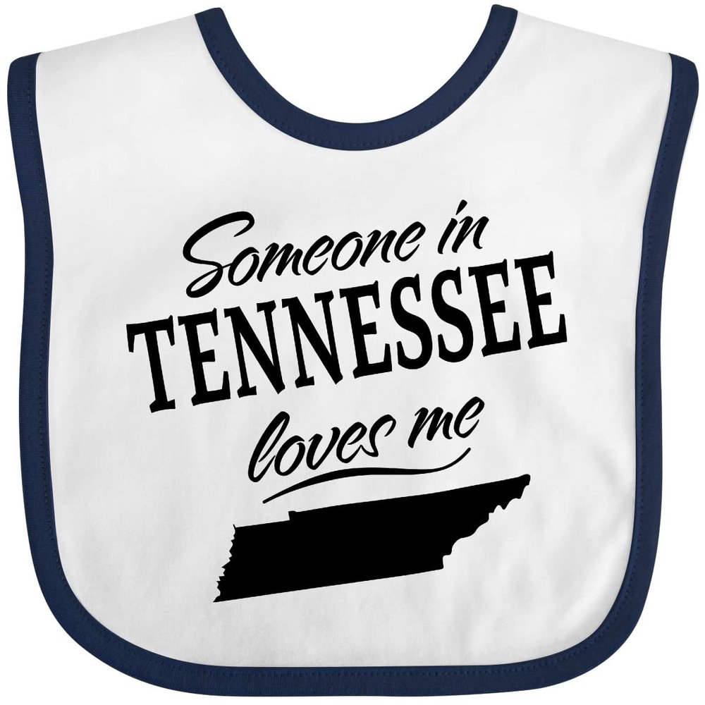 inktastic Someone in Tennessee Loves Me Baby Bib White and Navy 33aa7