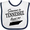 inktastic Someone in Tennessee Loves Me Baby Bib White and Navy 33aa7 view 1