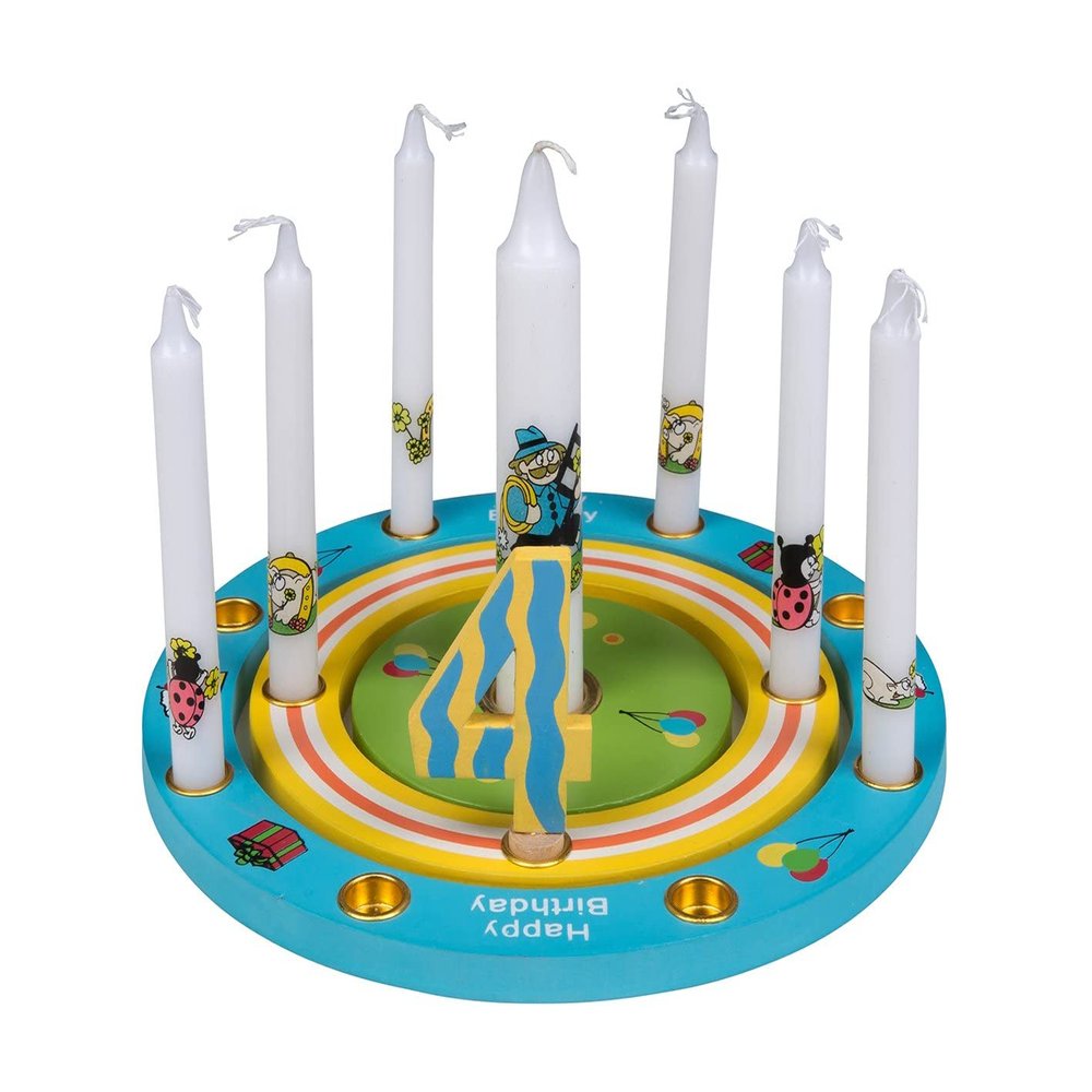 tib 15442 Happy Wooden Birthday Ring Set of 3 Pieces, Multicolour, One Size