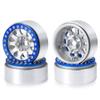 4Pcs Alloy Metal 1.9" Beadlock Wheels Rims for 1/10 RC SCX10 CC01 D90 90034 Crawler Car, Silver+Blue view 1