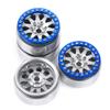 4Pcs Alloy Metal 1.9" Beadlock Wheels Rims for 1/10 RC SCX10 CC01 D90 90034 Crawler Car, Silver+Blue view 3
