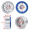 4Pcs Alloy Metal 1.9" Beadlock Wheels Rims for 1/10 RC SCX10 CC01 D90 90034 Crawler Car, Silver+Blue view 4