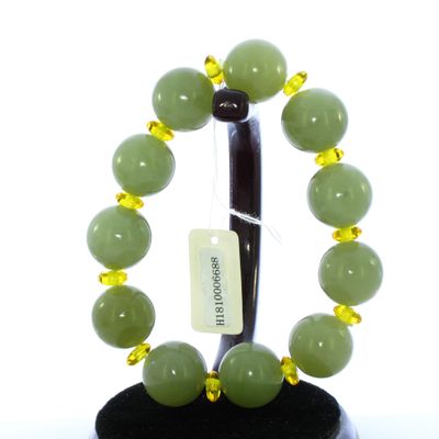 0.6" Bangle Bracelet China Certified Nature Hetian Nephrite Jade Lucky Round Pearls Bangle Bracelets 6688