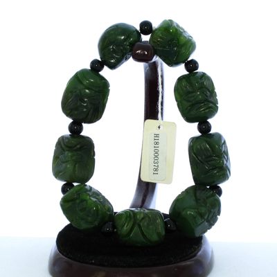0.9" China Certified Nature Hetian Nephrite Jade Hand Carved Rohan Bangle Bracelet 3781