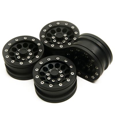 4Pcs 1.9" Wheels Aluminum Beadlock Wheel Rims for RC Crawler Axial SCX10 CC01 F350 D90 90034, Black