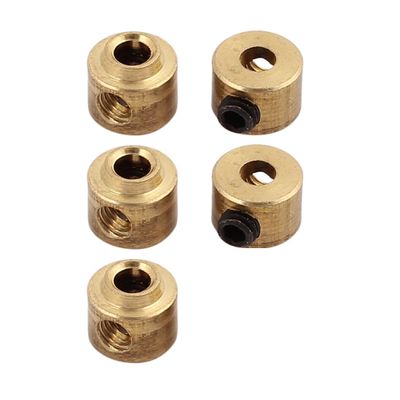 Aexit 5 Pcs Electrical equipment RC Airplane Landing Gear Wheel Stoppers 2.5mm Inner Dia 6.5x5.5mm Brass Tone