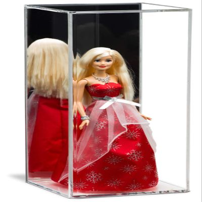 Better Display Cases Clear Acrylic Figure Display Case for Figurine Miniature Doll Bobblehead , Doll Stands with Mirror,Display Box for Figures,DIM:6" L x 6" W x 15" H (A078-MB)