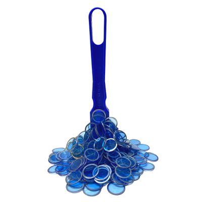 MR CHIPS Made in USA Upgraded Bingo Magnetic Wand & 200 Pieces Inch Blue Plastic Chips with Metal Rings - Support American Jobs