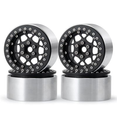 4Pcs Aluminum 2.2" Beadlock Wheels Rims for 1/10 RC AXIAL Wraith TRX-4 35mm Thickness, Black