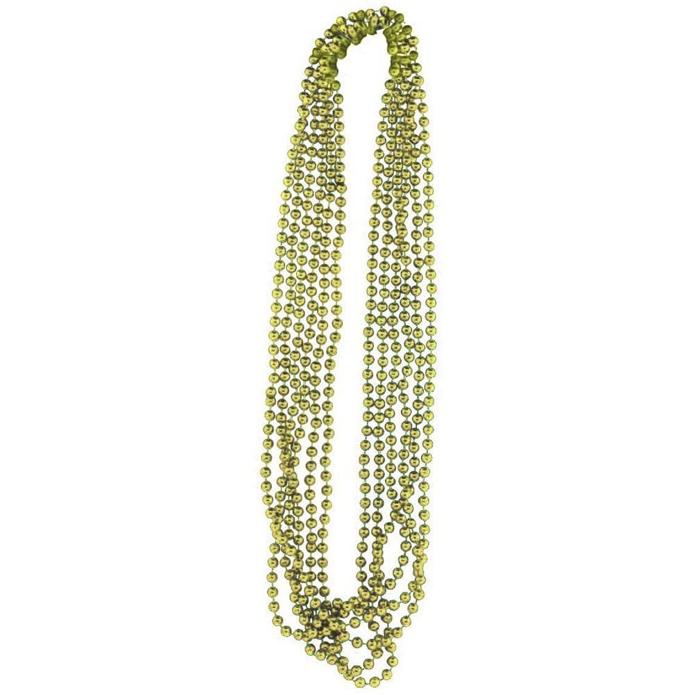 PMU 6 Pcs Lime GreenMetallic Beads Necklaces for Mardi Gras, Christmas, New Year's Day, Carnival Party Favors
