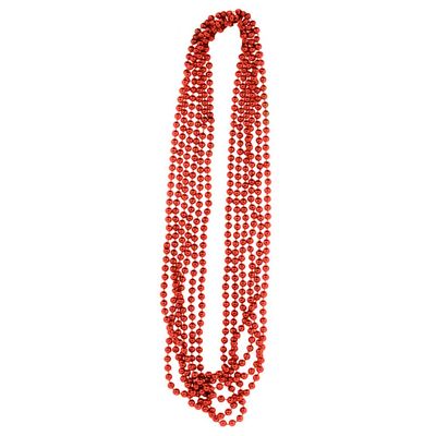 PMU Metallic Beads, Carnival Party, Beads Necklace, Mardi Gras, Party Favor Necklaces Red (1x6) 6 pc