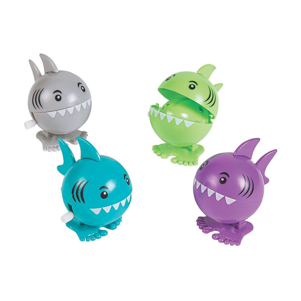 Fun Express Wind-Up Chomping Shark Toys Engaging and Interactive Ocean-Themed Party Favors for Kids Perfect for Beach Parties Poolside Fun Ocean Adventures Summer Celebrations 12 Pieces
