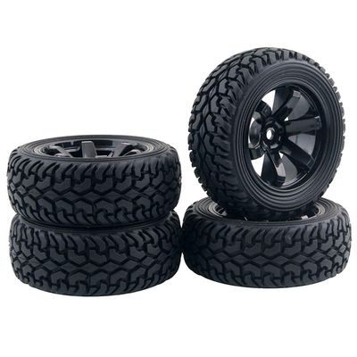 LAFEINA 1:10 Rally Car Tires and Wheel Rims for 1/10 Tamiya HSP HPI Kyosho RC On Road Car Parts(Black)