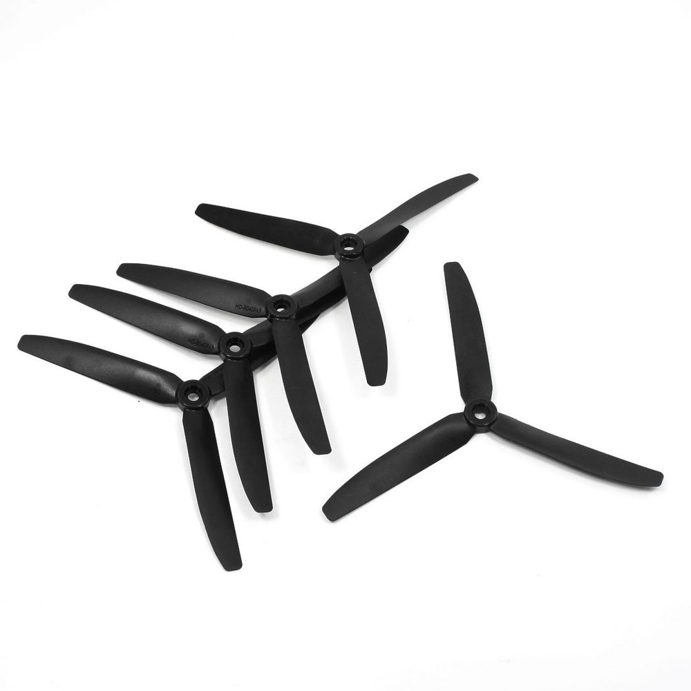 Aexit 7.1" Length Electrical equipment 6mm Hole Dia 3 Vanes CCW Black Plastic Plane Propeller HD8040 5pcs
