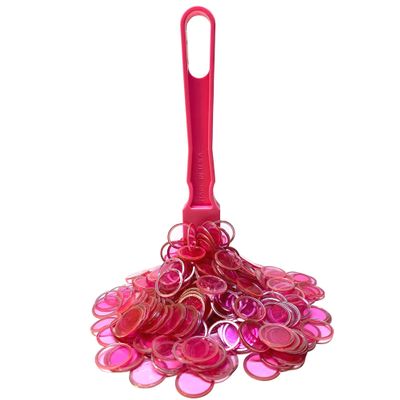 MR CHIPS Made in USA Upgraded Bingo Magnetic Wand & 200 Pieces Inch Pink Plastic Chips with Metal Rings - Support American Job